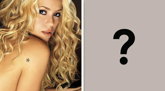 Blonde woman with long curly hair and a star tattoo on her shoulder representing a 2001 Latin pop album cover.