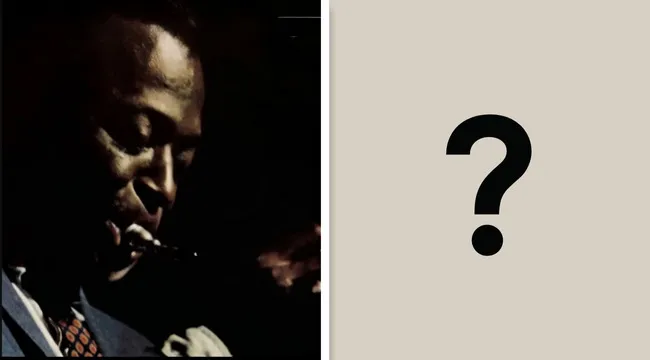Close-up of 1959 jazz album cover featuring a musician playing the trumpet, often called the greatest jazz album.