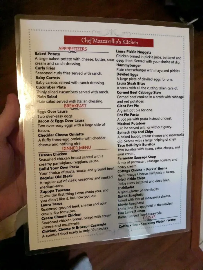 I Do All The Cooking, But My Wife Has A Difficult Time Deciding What She Wants. So I Made Her A Menu