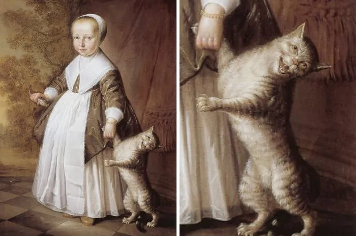 4-Year-Old Girl With Cat And Fish