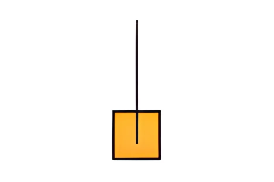 Simple geometric figure with a black vertical line inside an orange square, related to pattern sequence questions.