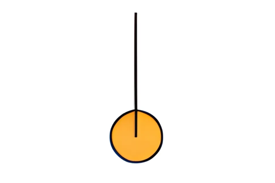 Minimalist pattern figure with a vertical black line attached to an orange circle, illustrating which figure comes next in the pattern D