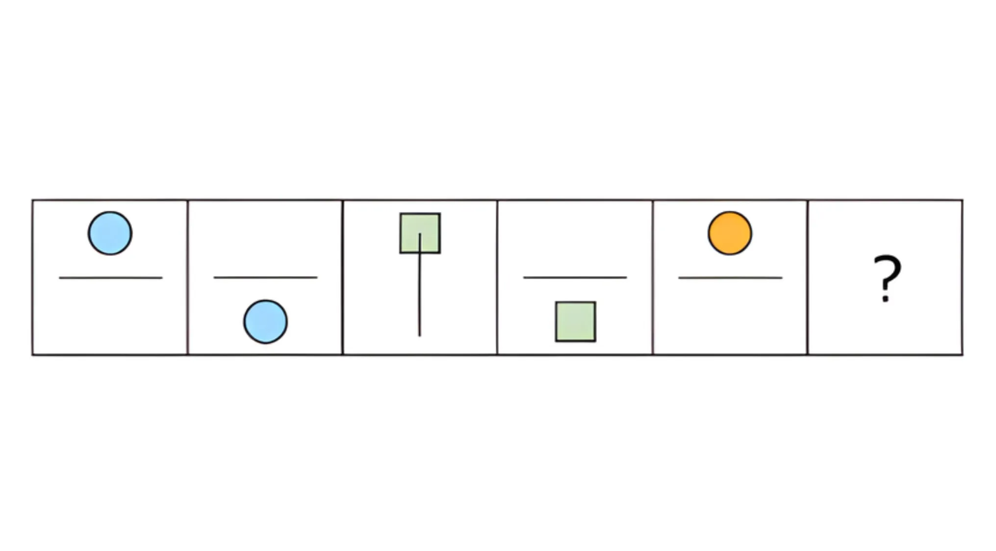 Adult intelligence scale IQ test pattern with circles and squares in alternating colors and shapes, guessing the next figure.