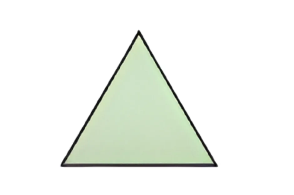 Green triangle with a black border representing figure B that completes the matrix reasoning puzzle.
