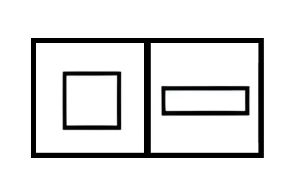 Two black outlined shapes, a square and a horizontal rectangle, illustrating pattern completion figure C.