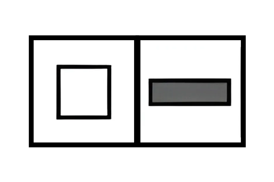 Figure pattern puzzle showing a white square followed by a gray rectangle, after careful observation.