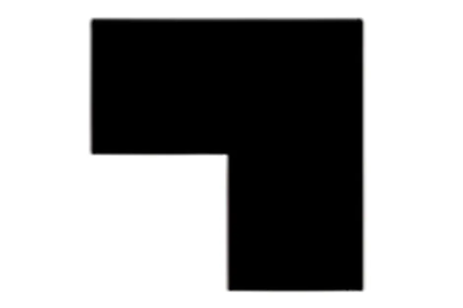 Black L-shaped image showing a geometric shape to complete the pattern question in a puzzle.