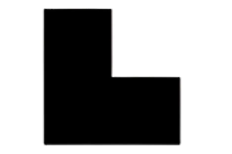 Black L-shaped block figure representing the image that completes the pattern, option C in the puzzle.
