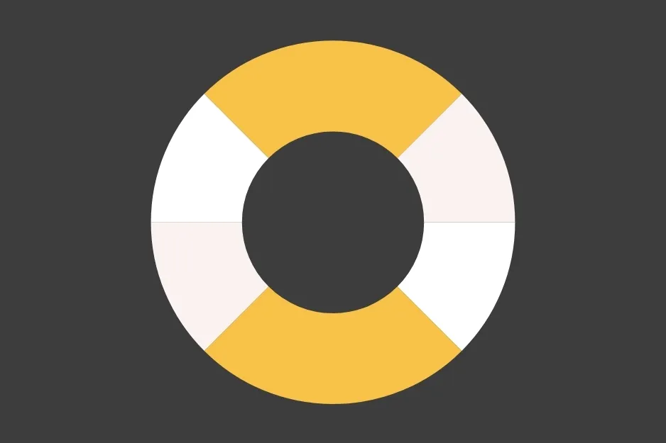 Circular pattern with alternating yellow and white segments, illustrating which figure completes the pattern, option D.