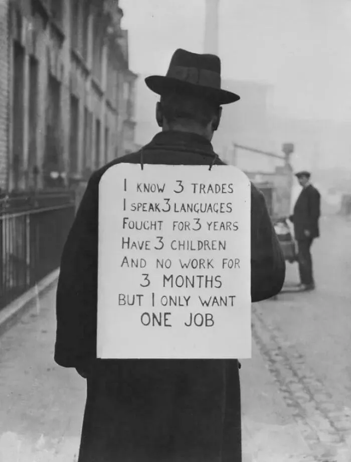 Man Looking For A Job During The Great Depression. 1934