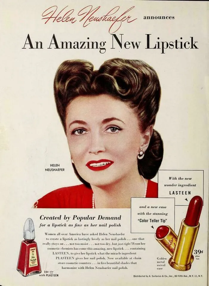 1947 Helen Neushaefer Lipstick Ad