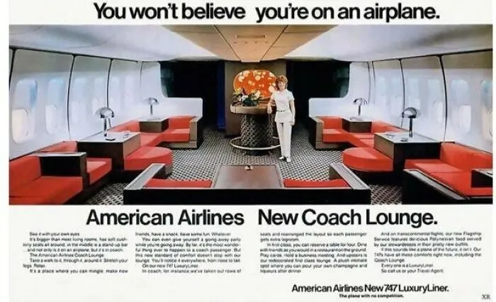 Es difícil creer que viajar en avión alguna vez fue así, porque volar hoy es muy parecido a viajar en autobús.