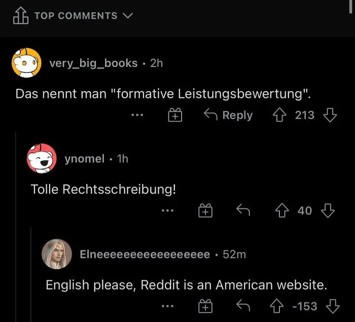 Reddit comments showing ridiculous American internet comments that got roasted in a humorous thread.