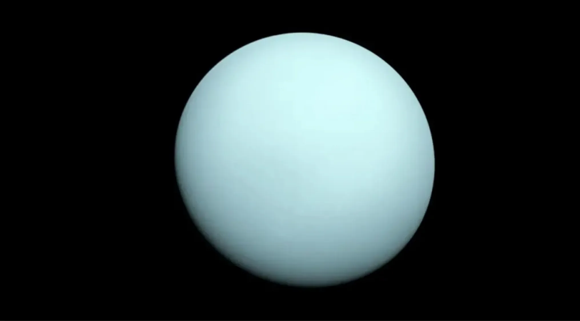 Planet Uranus shown as a pale blue-green sphere against a black space background for trivia night.