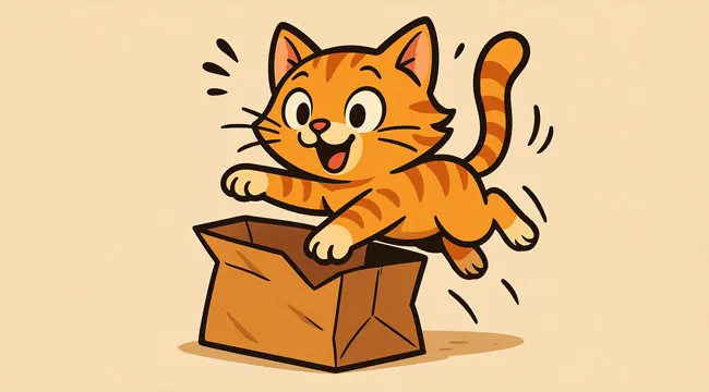 Cartoon cat literally demonstrating the saying about curiosity in a fun guess the saying from an AI image challenge.