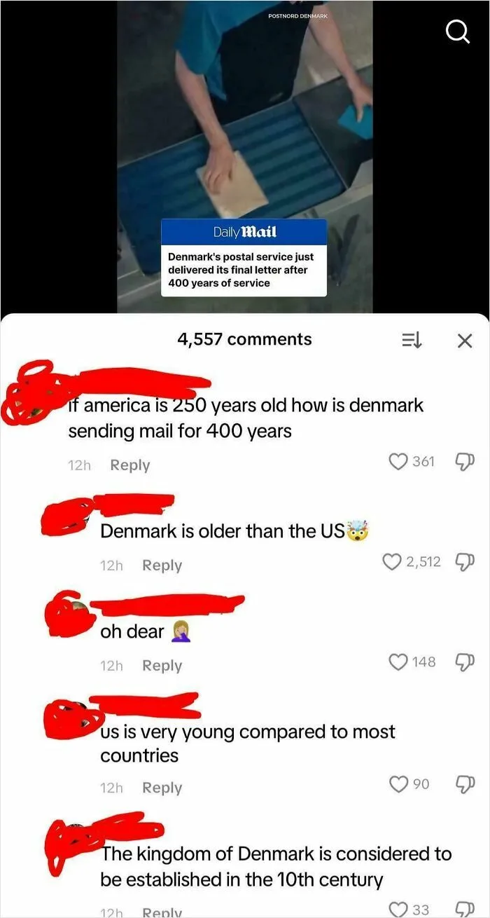 "If America Is 250 Years Old How Is Denmark Sending Mail For 400"
