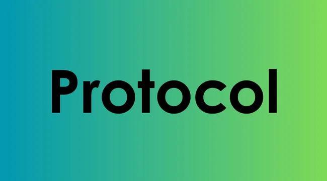 The word protocol displayed in bold black text on a green to blue gradient background.
