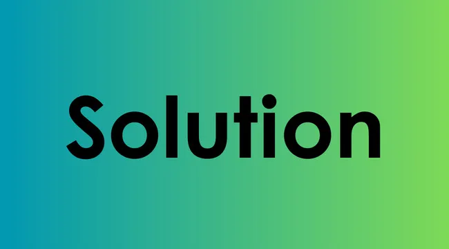 The word solution displayed in bold black text on a teal to green gradient background.