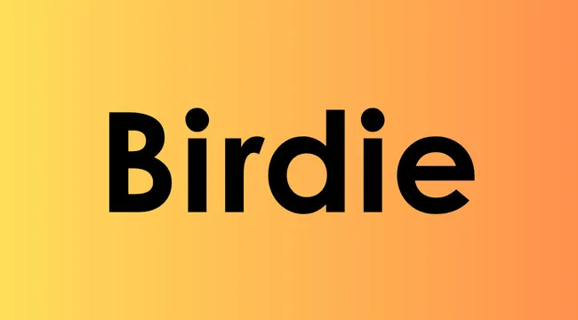The word birdie displayed in bold black letters on a yellow to orange gradient background quiz about versatile words in sports