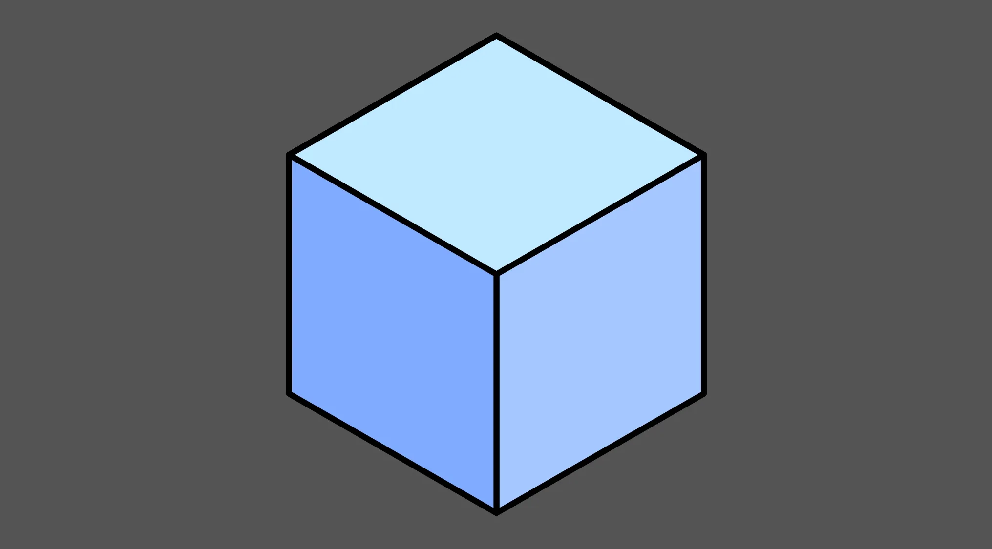 Illustration of a blue cube highlighting its edges to test your basic math skills with cube geometry.