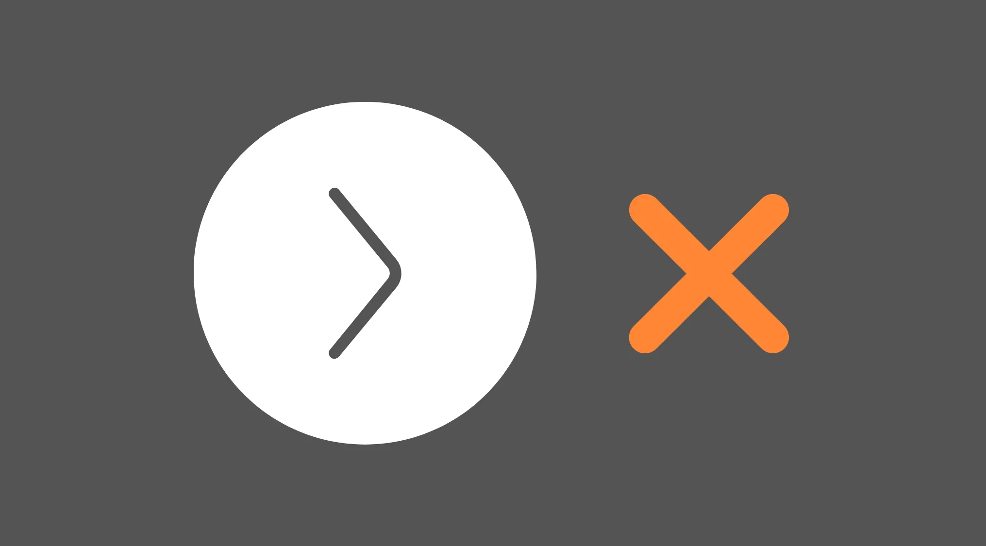 Arrow icon inside white circle and an orange X symbol on gray background representing basic math skills test.