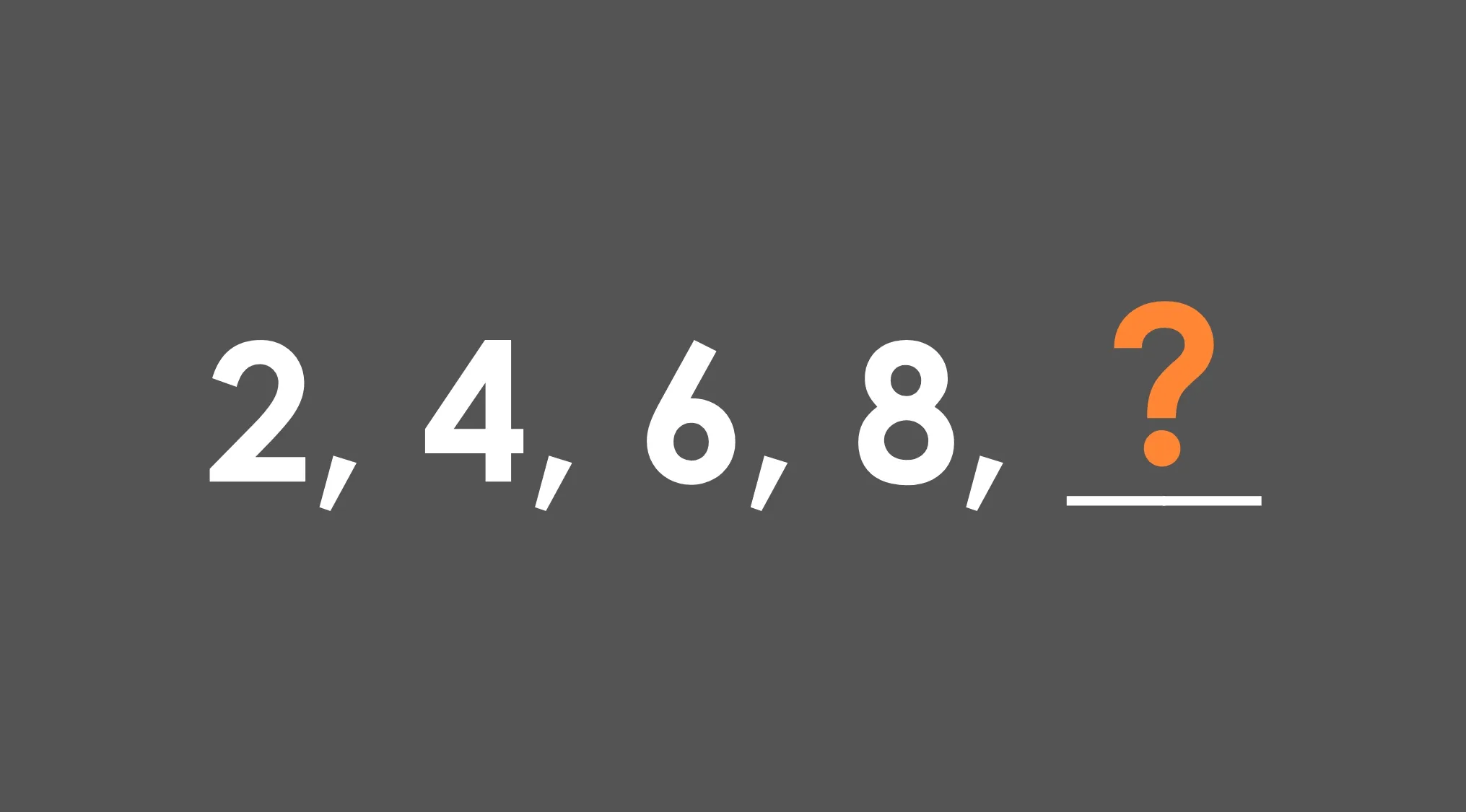 Sequence puzzle for basic math skills showing numbers 2, 4, 6, 8, and a question mark for the next number.
