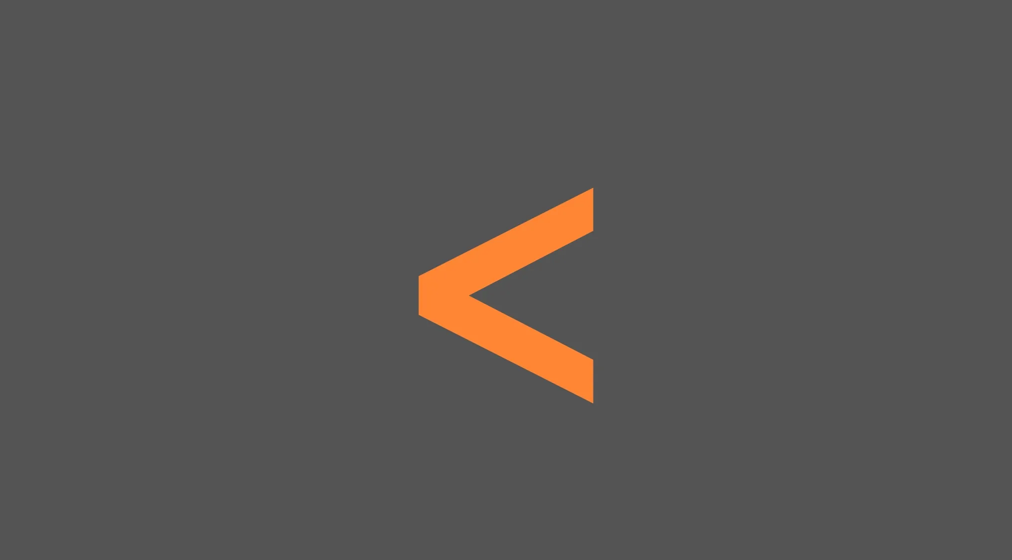 Orange less than symbol on a dark gray background representing basic math skills comparison concept