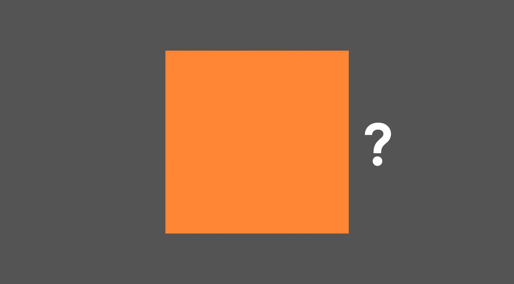 Orange square on gray background with a question mark symbol testing basic math skills side length calculation