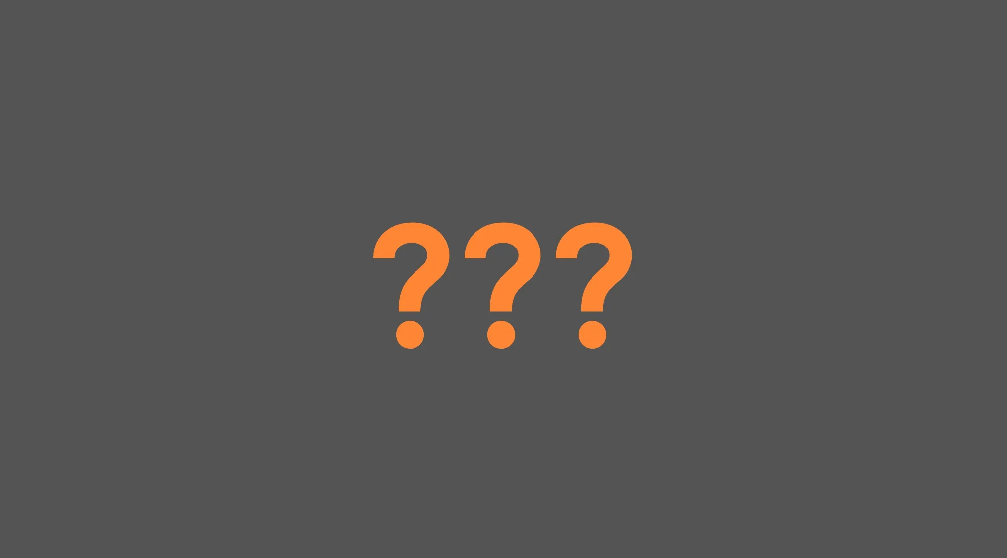Orange question marks centered on a dark gray background representing the smallest three-digit number math concept.