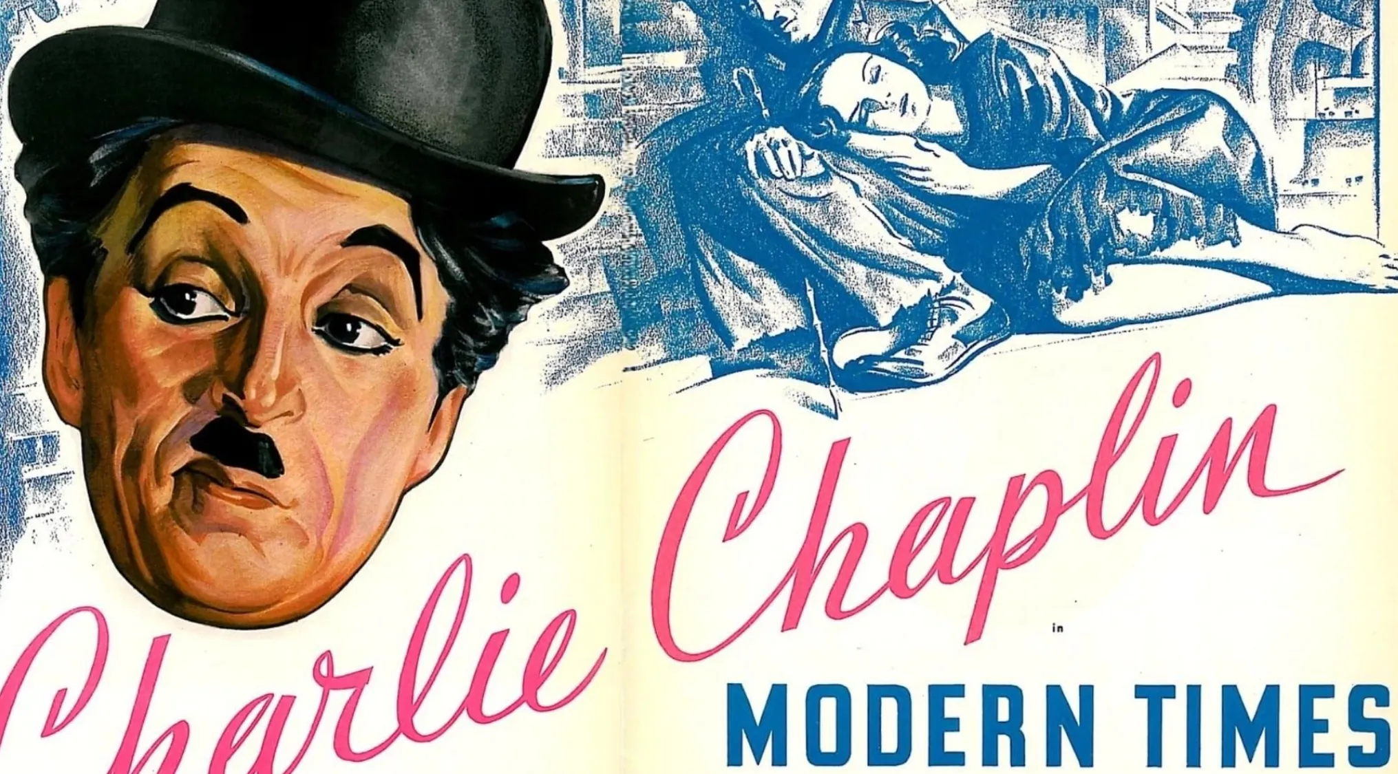 Charlie Chaplin in a 1936 classic poster for Modern Times, highlighting main topics of the movie quiz anniversary edition.