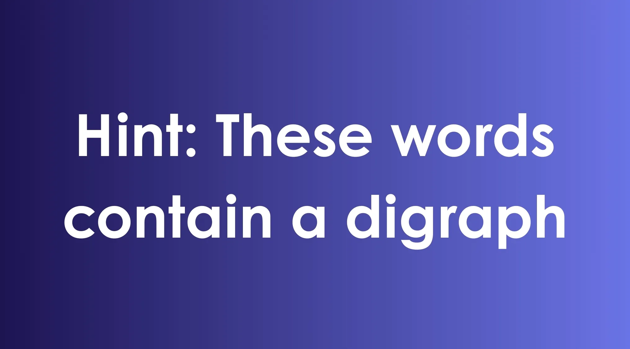 Hint text on a purple gradient background for an odd one out challenge with language edition keywords.