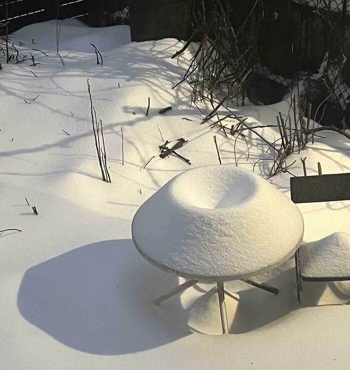 How The Snow Collected Over A Table