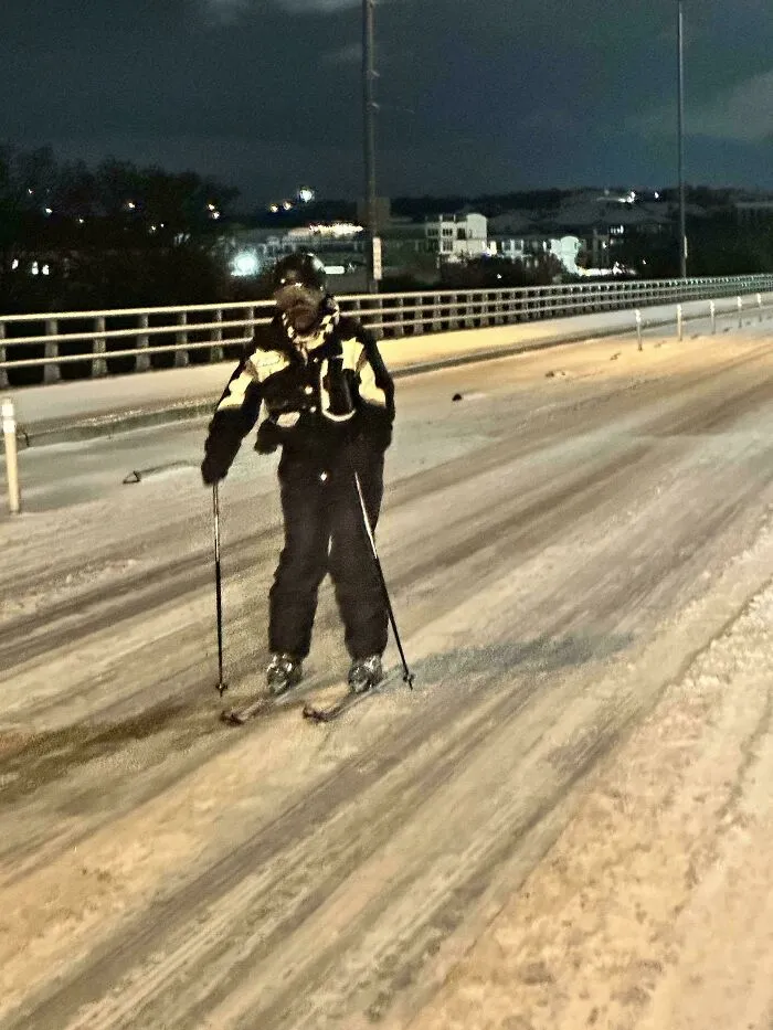 To The Man Skiing Up Congress At 5am… Hell Yeah Brother. Keep Austin Weird