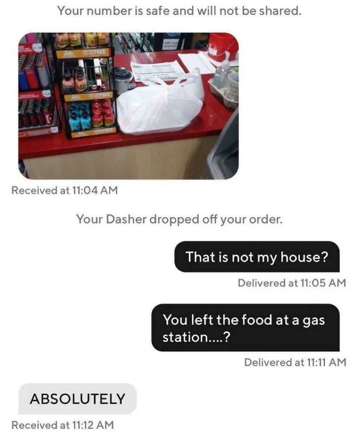 Driver Left Order At A Gas Station
