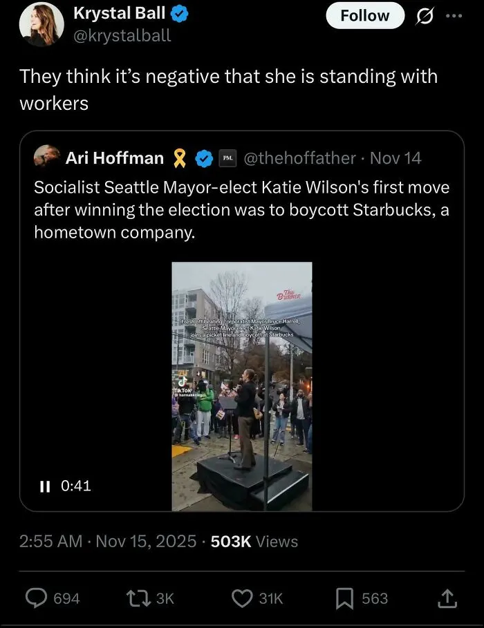 Socialist Seattle Mayor-elect Katie Wilson joins workers in boycott protest against a hometown company.