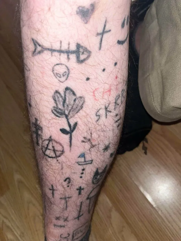 Me hice todo esto en la pierna en un episodio maniaco