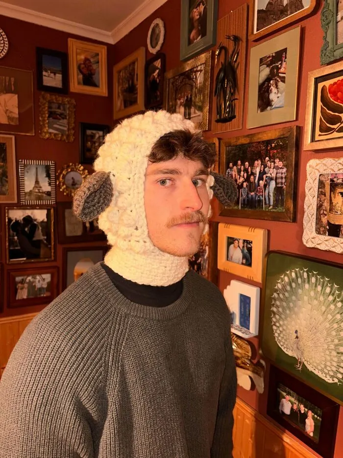 I Made A Sheep Balaclava, And Then I Made My Husband Model It