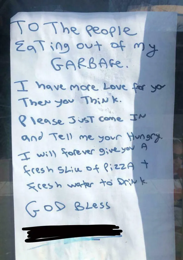 Pizza Owner Found Out That People Are Eating From The Shop's Garbage. This Is What He Did