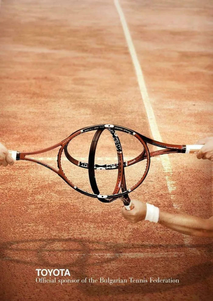 Tennis rackets artistically intertwined on clay court for Bulgarian Tennis Federation