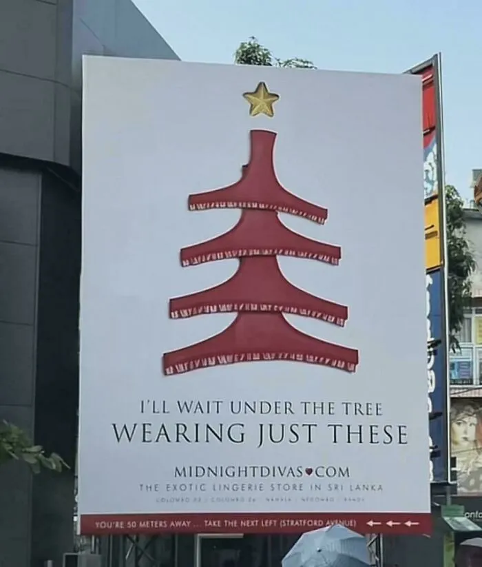 Creative advertisement with Christmas tree design for lingerie store