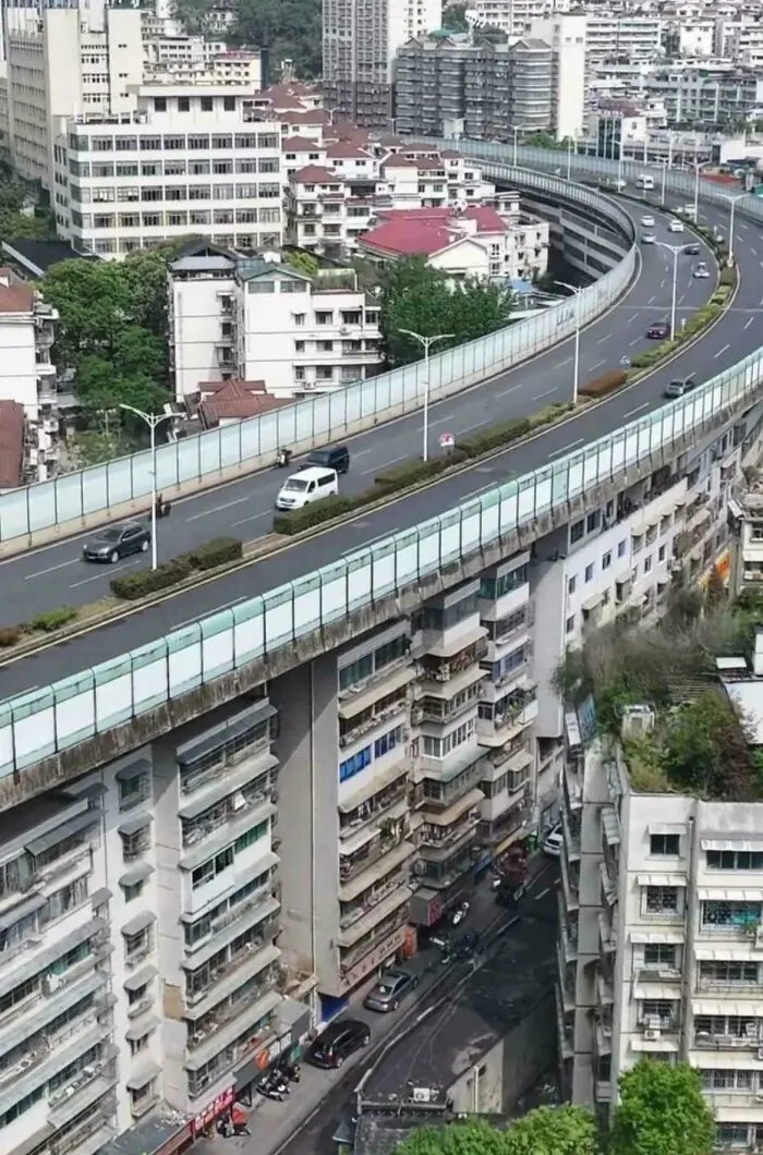 Highway Built On Top Of Apartments In China
