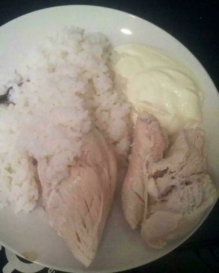 Boiled Chicken, Greek Yogurt And White Rice