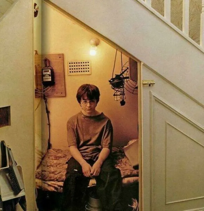 In The Popular Christmas Movie "Harry Potter And The Sorcerer's Stone" (2001): Harry, An Extremely Wealthy And Affluent Nepo-Baby Is Ungrateful To Be Living Rent Free In This $2,300 A Month NYC Studio Flat