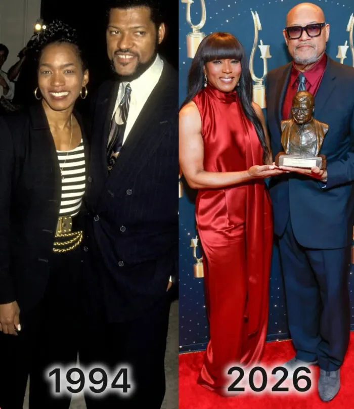 Couple posing in formal wear in 1994 and 2026, reflecting nostalgic funny 90s posts and memes from childhood memories.