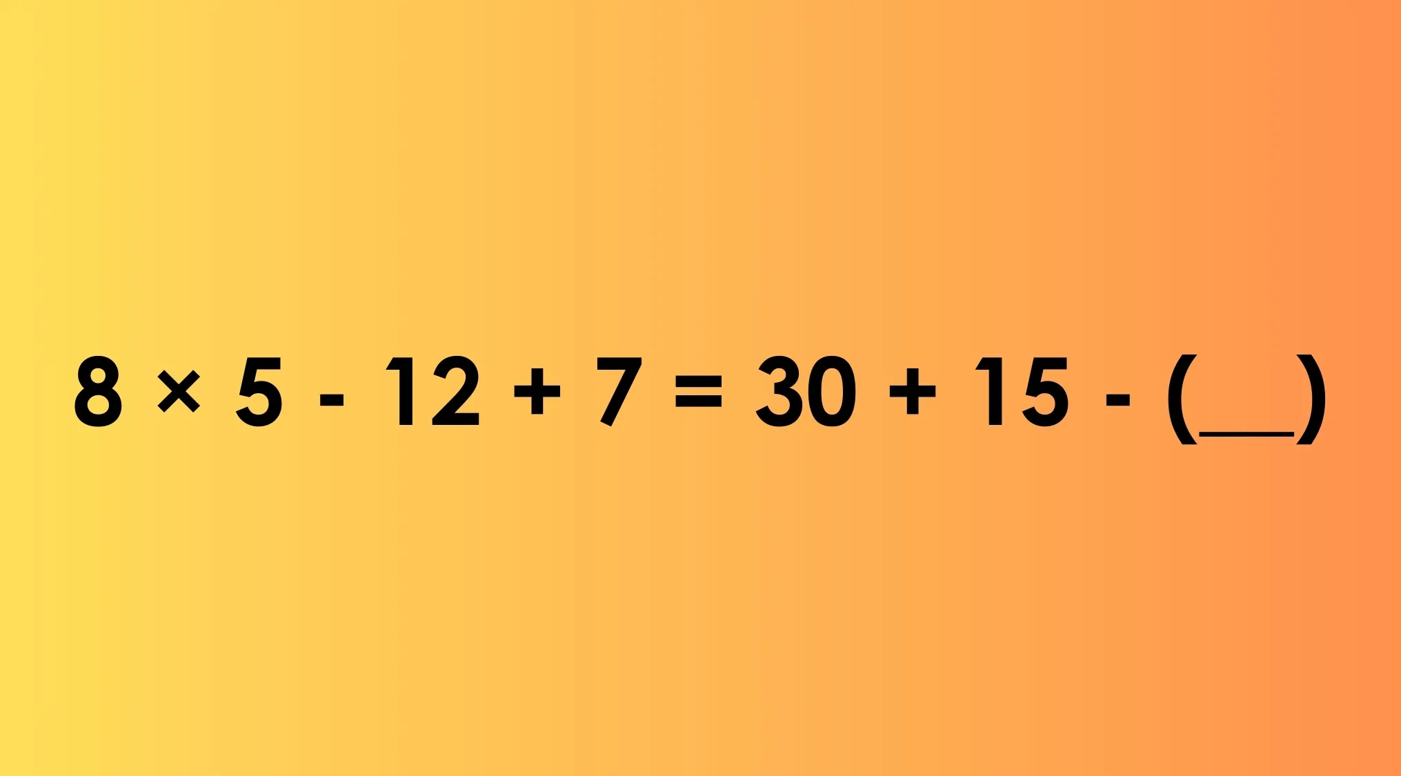 Math equation on a gradient background for UK 11 plus school test, finding the number that completes the sum problem.