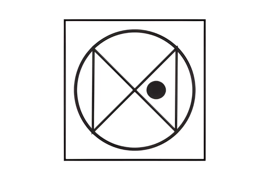 Square with a large circle inside and a small filled circle positioned on the right side, illustrating spatial filling options.