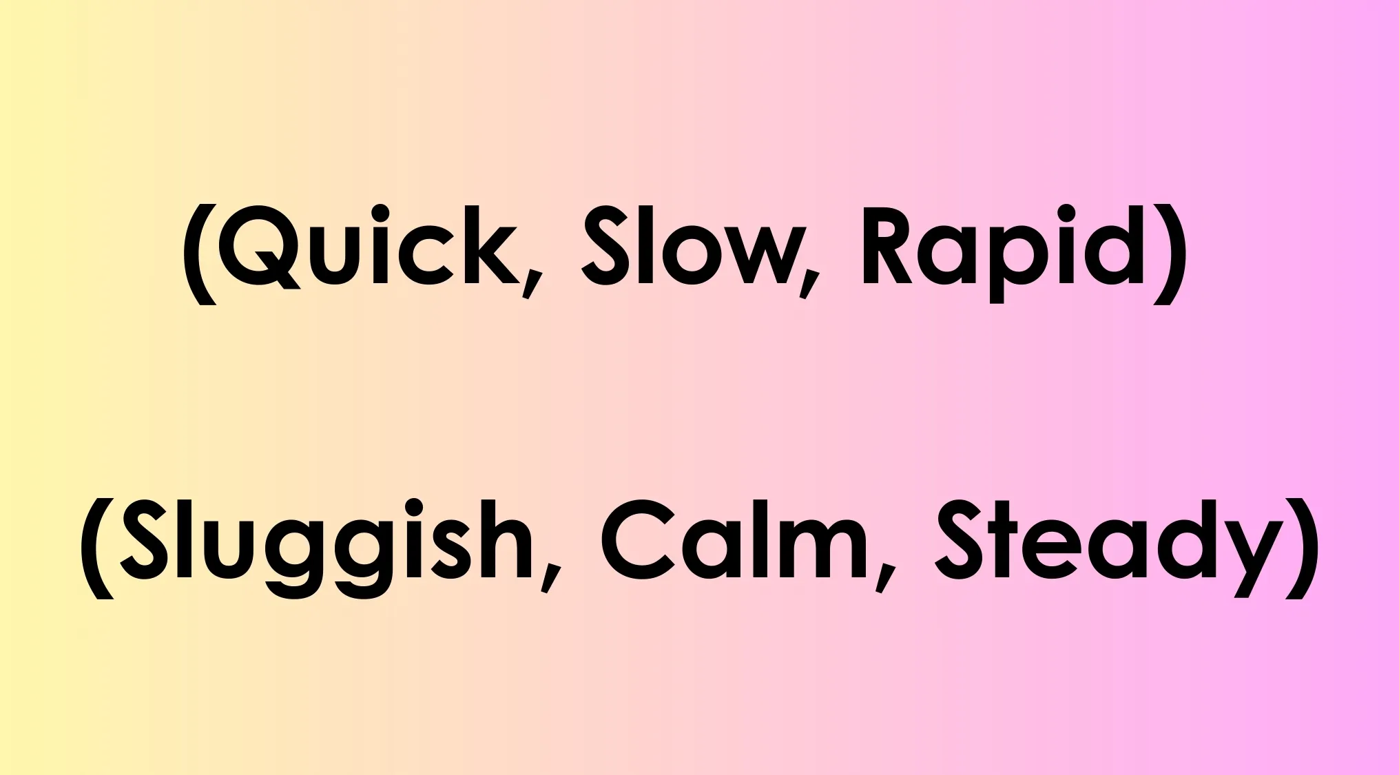 Colorful gradient background with two sets of words for UK 11+ school test choosing closest meaning options.