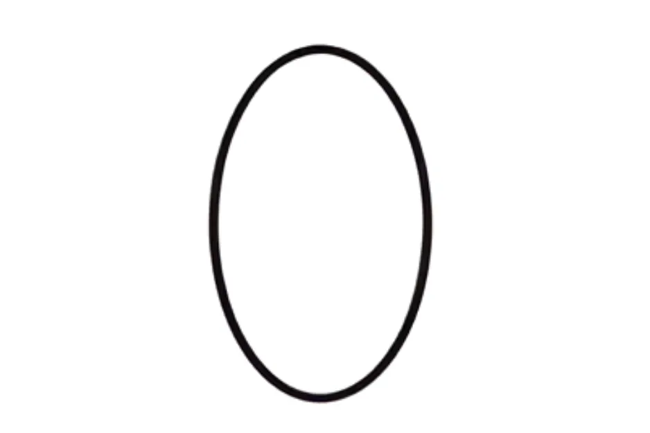 Large square with an oval shape inside, demonstrating the concept of space filling in a shape matching puzzle.