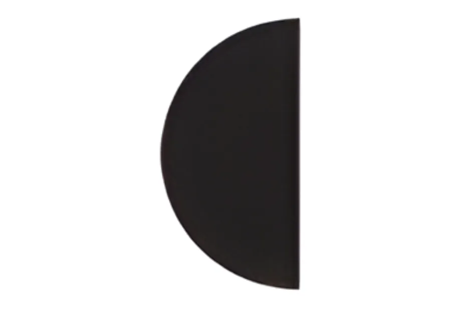 Black semicircle shape inside a large square, illustrating spatial reasoning to fill space correctly in puzzle options.