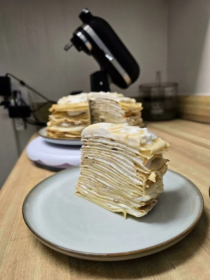 My Wife Made Me A 25 Layer Vanilla Maple Crepe Cake For My Birthday!
